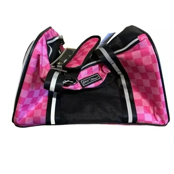 Betsey Johnson Kitsch Pink Checker Pet Carrier Small Dogs Cats Rabbits To 16 lbs - Picture 2 of 11